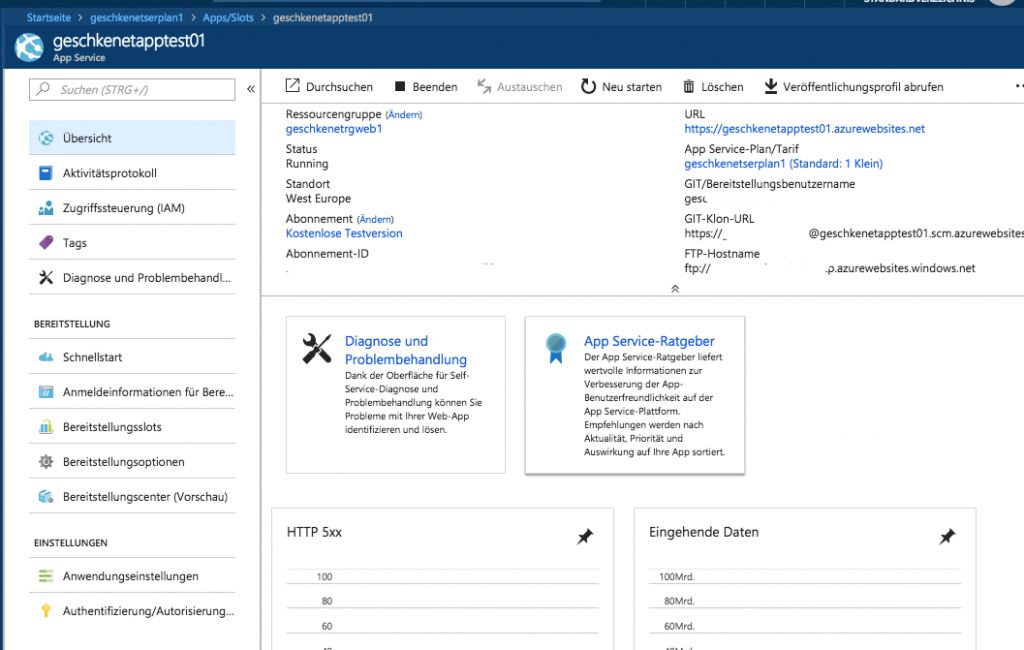 Microsoft Azure App Service: erster Test und Erfahrungen 10