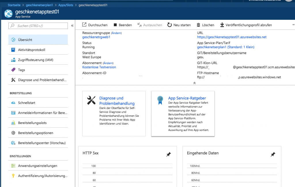 Microsoft Azure App Service: erster Test und Erfahrungen 6