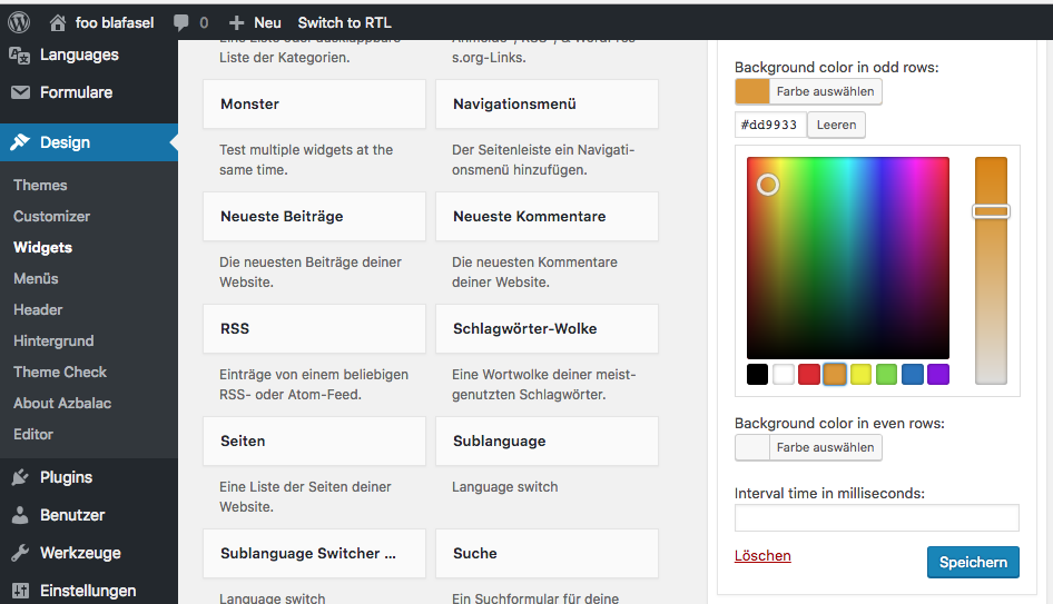 Integration des WordPress Color Pickers in die Widget-Admin-UI