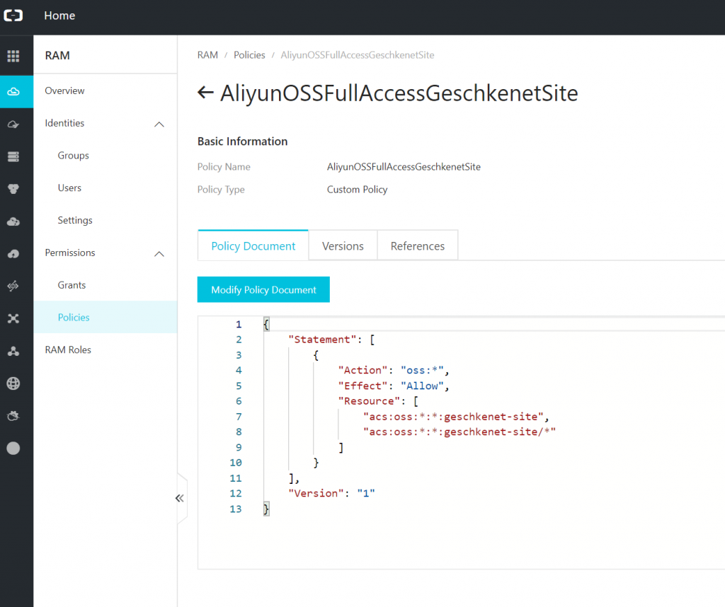 Cloud-Geschichten - Teil 4 - Mit RAM und CLI in OSS 17